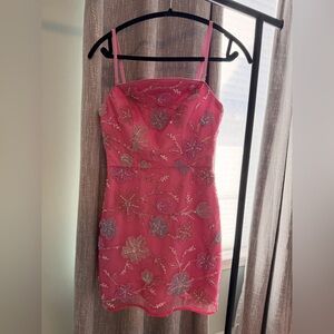 Dress the Population Hot Pink Floral Embroidered Dress